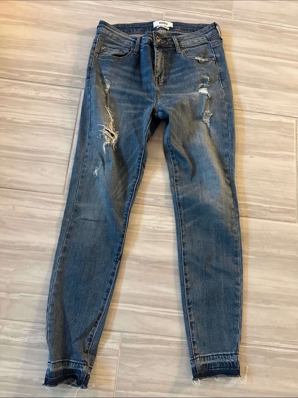 pistola Blue Straight Leg Distressed Jeans